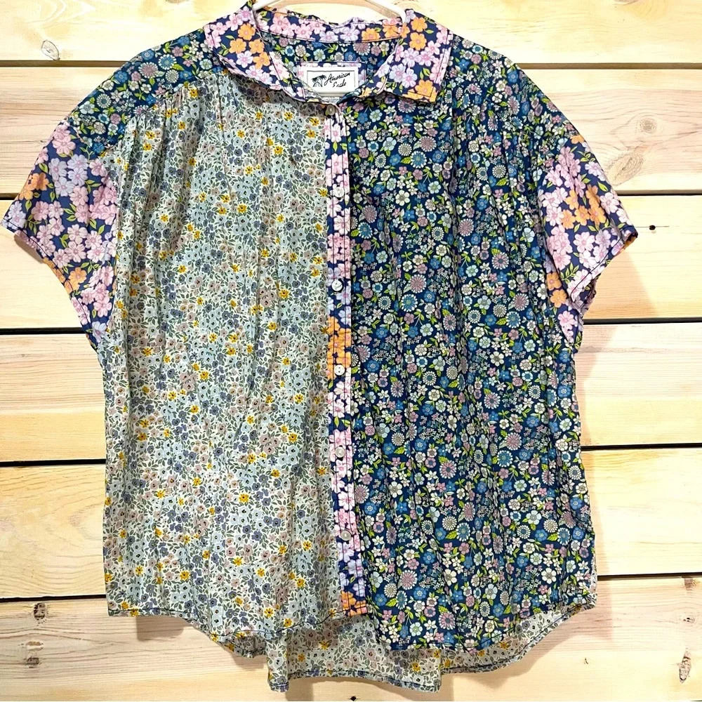 Floral Patchwork Blouse - Multicolor
